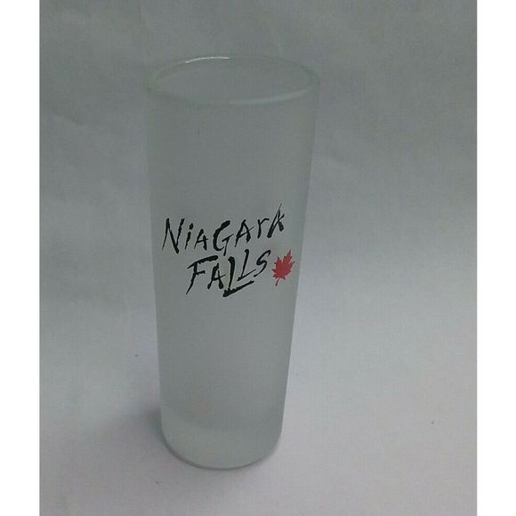 Vintage Niagra Falls Canada National Park Tall Frosted Shot Glass - Picture 1 of 3